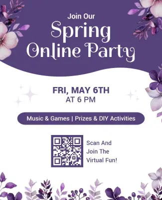 Online Spring Party with Prizes Flyer Template
