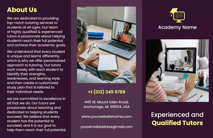 Online Tutoring Services Personalized Learning Brochure Template