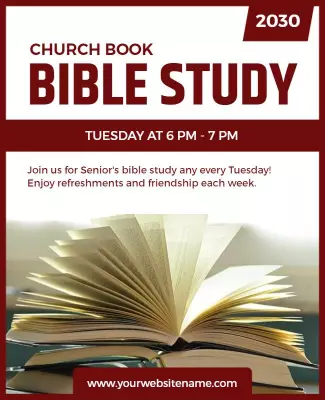 Open Book Design for Senior Bible Study Invitation Poster Template