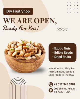 Open Dry Fruit Shop Advertisement Flyer Template