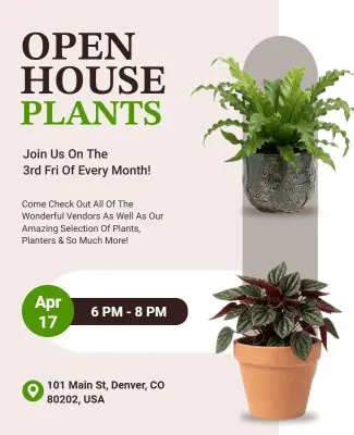 Open House Plants Event Poster Template
