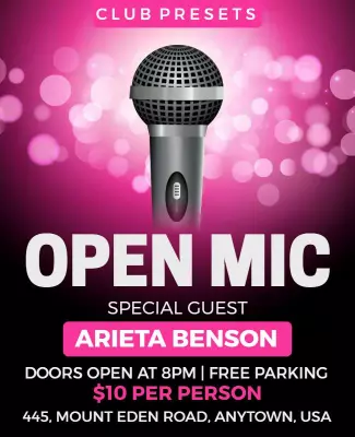 Vibrant Pink Open Mic Night Event Flyer Template