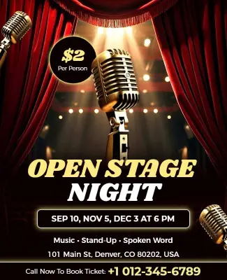Open Stage Night Entertainment Flyer Template