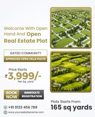 Open Villa Real Estate Plot Flyer Template