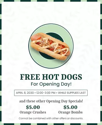 Opening Day Free Hot Dogs Event Flyer Template
