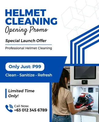 Opening Promo for Helmet Cleaning Services Flyer Template