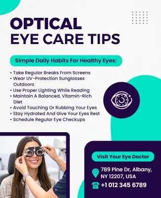 Optical Eye Care Tips Health Poster Template