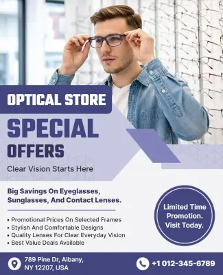Optical Eyewear Store Offer Promotion Flyer Template