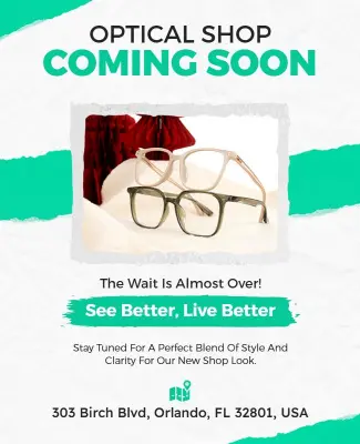 Optical Shop Coming Soon Announcement Poster Template