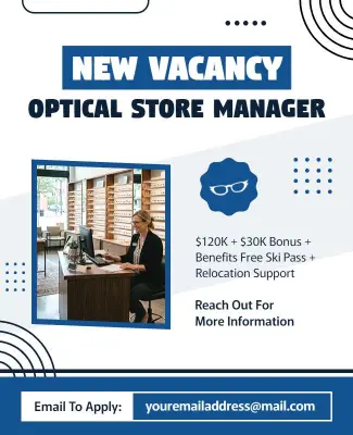 Optical Store Manager Job Vacancy Announcement Poster Template