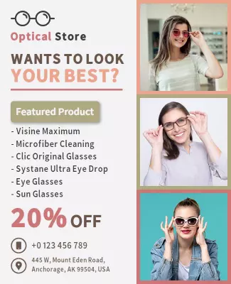 Optical Store Promotional Discount Flyer Template
