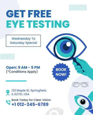 Optometry Clinic Eye Test Promotion Flyer Template