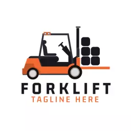 Orange and Black Forklift Design for Warehouse Business Logo Template