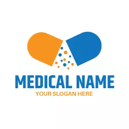 Orange and Blue Capsule Design for Pharmacy Services Logo Template
