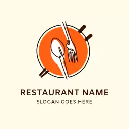 Orange and Cream Culinary Delight with Serving Utensils Logo Template