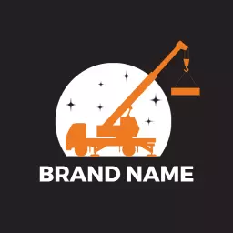 Orange Crane Lifting Load Against a Dark Background Logo Template