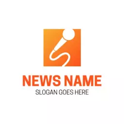 Orange Microphone Illustrating Dynamic News Reporting Logo Template