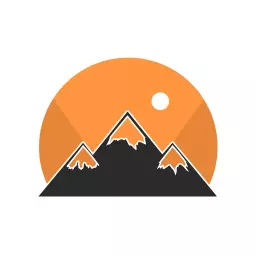 Orange Mountain Silhouette Celebrating Adventure in Travelling Logo Template