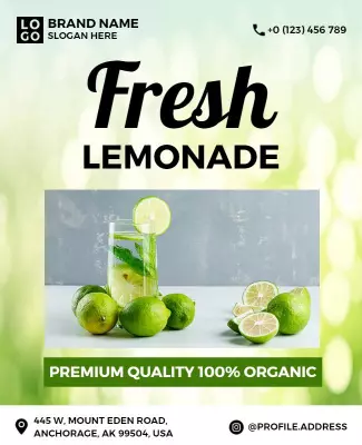 Organic Fresh Lemonade Promotion Flyer Template