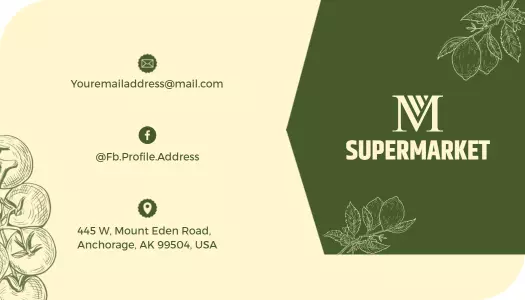 Organic Green Supermarket Fresh Grocery Business Card Template
