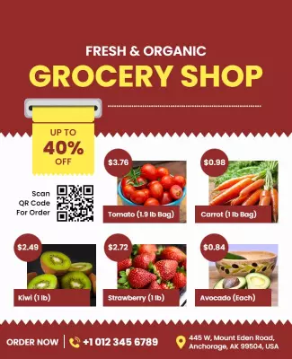 Organic Grocery Discount Promotion Flyer Template