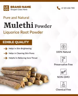 Organic Mulethi Powder Product Flyer Template