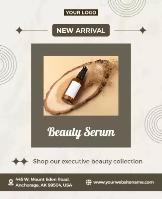 Organic Neutral Tone Beauty Serum Product Poster Template