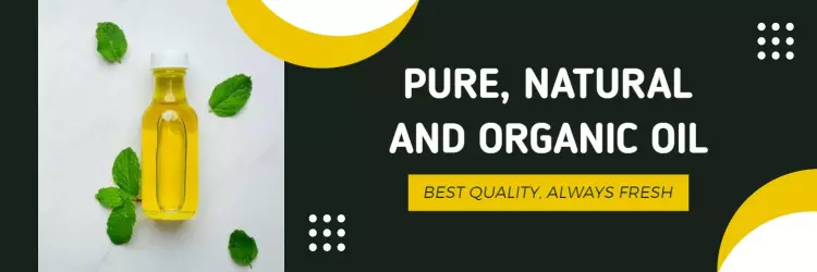 Organic Oil Promotion with Green and Yellow Elements Twitter Banner Template