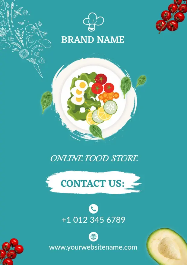 Organic Online Food Store Promotional Catalog Brochure Template