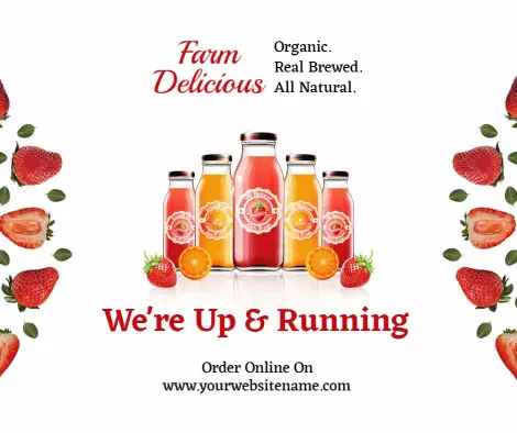 Organic Strawberry and Citrus Juice Refreshment Ad Template