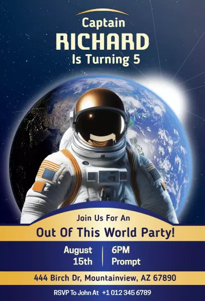 Out of This World Space Adventure Birthday Invitation Template