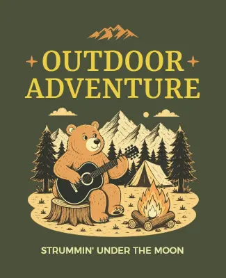 Outdoor Adventure Bear Camping Poster Template