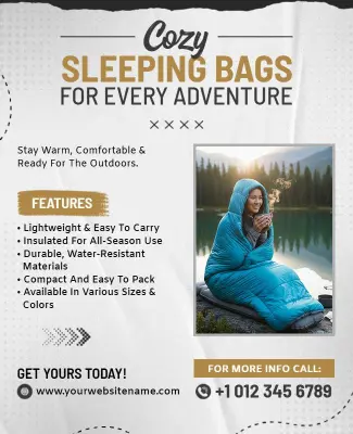 Outdoor Adventure Sleeping Bags Promotion Flyer Template