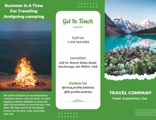 Outdoor Adventure Summer Travel Camping Company Brochure Template