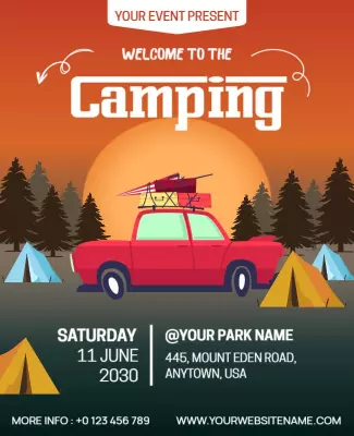 Outdoor Adventure Themed Camping Gathering Flyer Template