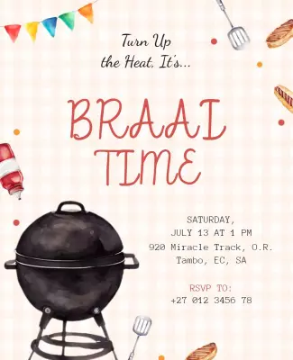 Outdoor Bbq Braai Event Invitation Flyer Template