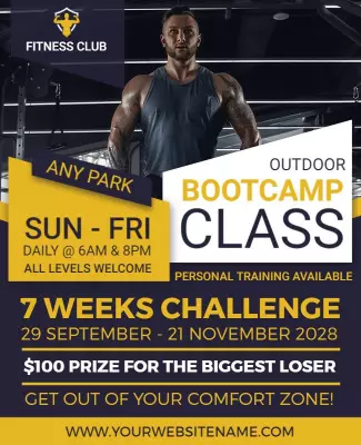 Outdoor Class Fitness Bootcamp Flyer Template