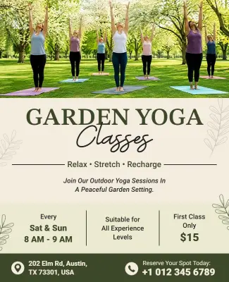 Outdoor Garden Yoga Classes Flyer Template