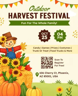 Outdoor Harvest Festival Family Event Flyer Template