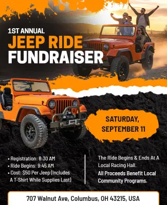 Outdoor Jeep Ride Fundraiser Promotional Flyer Template