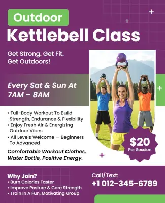 Outdoor Kettlebell Fitness Class Flyer Template