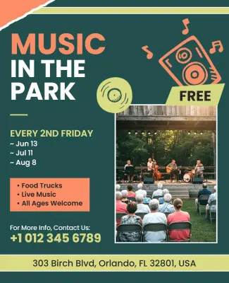 Outdoor Music in the Park Flyer Template
