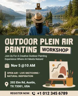 Outdoor Plein Air Painting Workshop Flyer Template