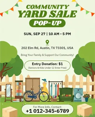 Outdoor Pop-up Yard Sale Announcement Flyer Template