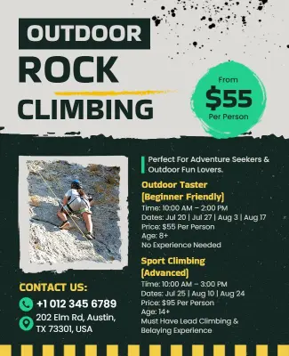 Outdoor Rock Climbing Adventure Flyer Template