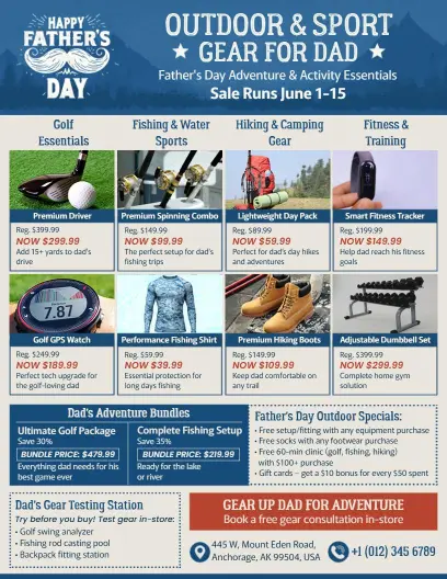 Outdoor & Sports Gear Gift for Father's Day Flyer Template