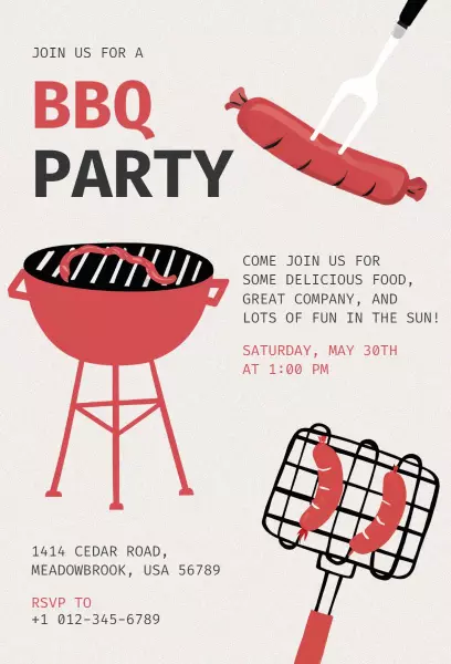 Outdoor Summer BBQ Food Fest Celebration Invitation Template