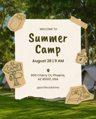 Outdoor Summer Camp Announcement Poster Template
