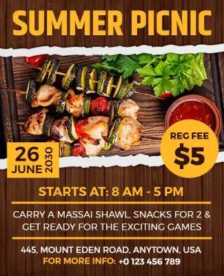 Outdoor Summer Picnic Event Flyer Template