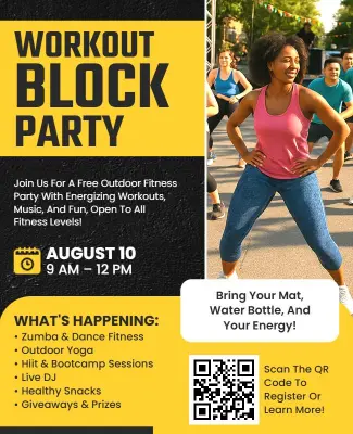 Outdoor Workout Block Party Flyer Template